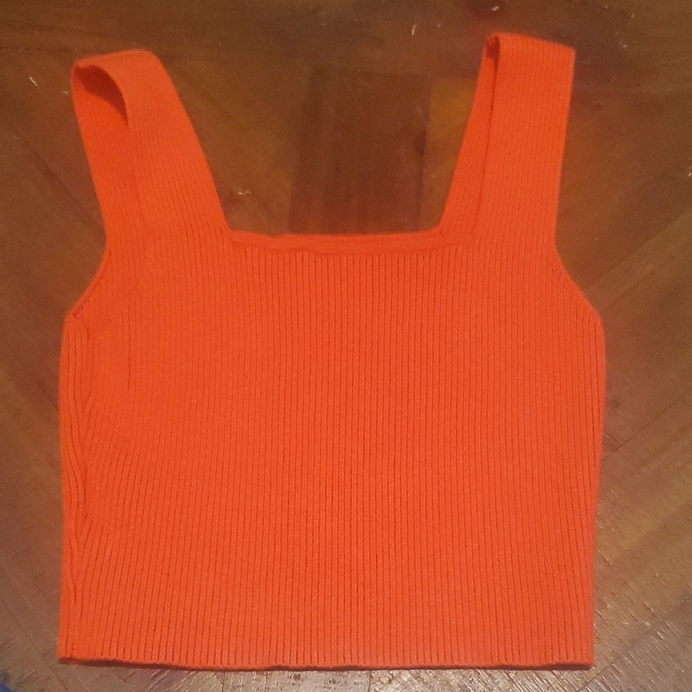 Bold Orange Ribbed Crop Top